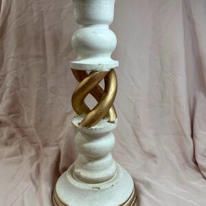 White and Gold Twisted Candle Holder